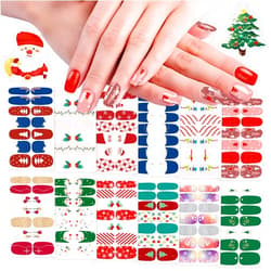 WOKOTO 12 Sheets 168pcs Christmas Nail Polish Stickers Full Nail Wraps for Gel Polish Strips for Women Christmas Nail Stickers Christmas Tree Snow Man Nail Polish Strips Nail Gel Stickers for Nails