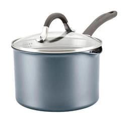 Circulon A1 Series with ScratchDefense Technology Nonstick Induction Straining Sauce Pan with Lid, 3 Quart, Aluminum, Graphite
