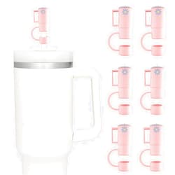 Afonso 6Pcs Tumbler Shape Straw Tips Cover Cap Food-Grade Silicone Tips Reusable Drinking Straw Plugs Dust-Proof Lids Soft Cute Straw Protectors for 8-10 mm Stanley Cups Straws