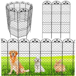 ZXMOTO Decorative Garden Fence 10 Pack 50 Inch (H) X 10 Ft(L),Metal No Dig Fence Animal Barrier for Dog Rabbits,Panel Border Fence Edging for Outdoor Patio Garden Yard (Three-Layer(10pcs), Black)