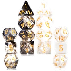 LAMJAM 2 Sets DND Dice Set Black White D&D Dice Smoke Clear Resin Polyhedral Crystal D20 Dice for Dungeons and Dragons RPG Tabletop Game Accessories
