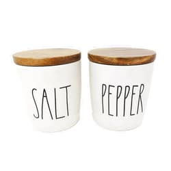 Rae Dunn by Magenta Rae Dunn SALT & PEPPER Cellars with Wood Lids - Ceramic with Large Lettering