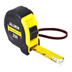 ALLWIN Tape Measure 25 Ft - Metal Retractable Tape Measure with Fractions, Easy Read, 1-inch Wide X 25 Foot