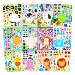 DUJAA 24 PCS Make a Face Stickers for Kids - Make Your Own Stickers Animal Mix and Match Sticker Sheets with Safaris, Sea and Farm Animals for Kids Party Favor Supplies Craft Activities Ages 3+