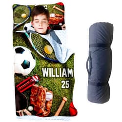 YISMEET Personalized Toddler Nap Mat for Daycare Cot Bedding - Balls Patterns Baby Kids Nap Mats with Pillow Blanket Preschool Kindergarten Children Sleeping Bag