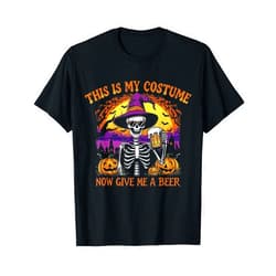 Skeleton Costume Beer Lover Apparel for Halloween Funny This is My Halloween Costume for Men Women 2025 T-Shirt