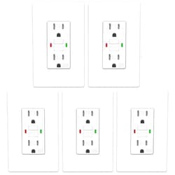 ELECTECK 5 Pack GFCI Outlets 15 Amp, Outdoor Weather Resistant (WR), Self-Test GFI Receptacles with LED Indicator, Ground Fault Circuit Interrupter, Screwless Wallplate Included, UL Listed, White