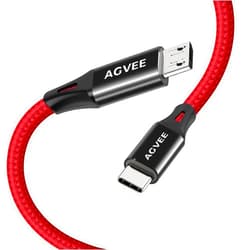 AGVEE 2 Pack 6ft USB-C OTG to Micro USB Cable, Braided Charger Data Sync Cord Charging Wire Adapter for Samsung Galaxy S7 S6, J7, J3, LG, PS4, Kindle, PS4 Xbox Controller, Android Phone, Red