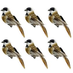 LWINGFLYER 6pcs Clip On Artificial Sparrow Foam Feather Birds Ornaments for Craft Wedding Decoration Home Garden Establishment Party Accessories