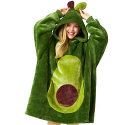 Giggling Getup Avocado Wearable Blanket Hoodie - Oversized Soft Sherpa Fleece Hooded Blanket - Warm Cozy Plush Flannel Blanket Sweatshirt Gifts - with Giant Pocket and Sleeves for Adults Women Men