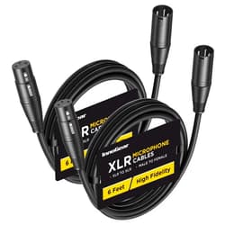 InnoGear XLR Microphone Cables, 6 Feet 2 Pack Oxygen-Free Copper Male to Female 3-Pin Balanced XLR Mic Cables Cord for Speaker Podcast Audio Mixer DMX Effector Amplifier Sound Card, Black
