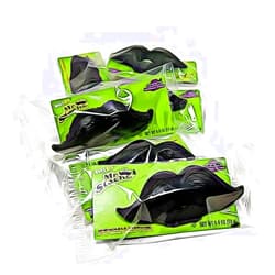 Vintage Candy Vending Wack-O-Wax Candy Sets - Wax Lips, Wax Fangs OR Wax Mustaches, Indiv wrapped, Set of 6 (Wax Mr. Stache)