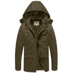 WenVen Men's Winter Thicken Cotton Parka Jacket Warm Coat with Removable Hood