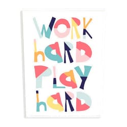 Stupell Industries Work Play Hard Phrase Geometric Pattern Typography, Designed by Jennifer McCully Wall Plaque, 13 x 19, Multi-Color