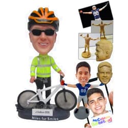 MyCustomBobblehead.com Custom Bobblehead Male Cyclist with A Mountain Bike - Sports & Hobbies Cycling Personalized Bobblehe