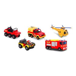 Majorette Dickie Fireman Sam 203094002038 5-Piece Metal Gift Set with 5 Vehicles, Red / Yellow