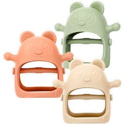 Eascrozn 3 Pack Baby Teething Toys 3 Months+, Silicone Teething Mitten for Babies Anti Drop Wrist Hand Teether, Baby Chew Toys for Sucking Needs