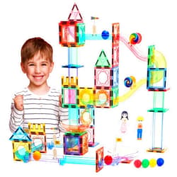 SMART DEPO TOYS Smart Toys 109 PCS Marble Run Magnetic Tiles Building Blocks STEM Building & Learning Educational Construction Maze Marbles Race Track Magnets Toys Toy Play Set Game Kit Boys Girls Age 3 4 5 6 7 8+