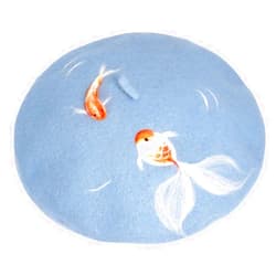 FAICCIA Handmade Luky Fish Beret Vintage Artist Painter Hat Women Wool Cap Koi Gift