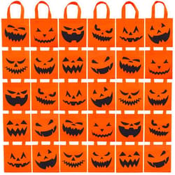 Elcoho 30 Packs Halloween Non-woven Bags Pumpkin Bags Trick or Treat Bags Party Goody Tote Gift Bag with Handles Party Favors, 8 by 8 Inches, 10 Styles