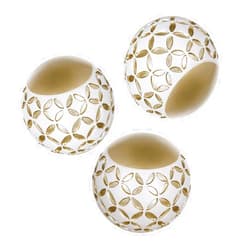 Creative Scents Schonwerk Diamond Lattice Decorative Orbs for Bowls and Vases (Set of 3) Resin Spheres Balls for Living, Dining Room Decor - Coffee Table Centerpiece Home Decor - Great Gift Idea (White & Gold)