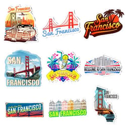 Tellegloww 18 Pcs San Francisco Fridge Magnet Magnetic City Refrigerator Stickers Metal San Francisco Souvenir Gifts Refrigerator Magnets Home Decoration Accessories