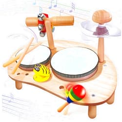 CozyBomB Kids Drum Set for Toddlers: Montessori Musical Instruments Set Toddler Toys - 7 in 1 Wooden Musical Kit Baby Sensory Educational Toys - Christmas Birthday Gifts for Boys & Girls Age 2 3 4 5 6