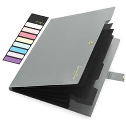 Sooez Expanding File Folder, Letter Size Accordion File Organizer, 5 Pocket Folders for Documents, Cute Folder with Labels, Portable Paper Organizer for School Office Supplies, A4 Size, Grey