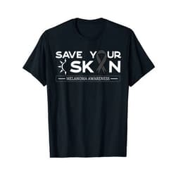 Cute Melanoma Awareness Apparel Save Your Skin Melanoma Awareness Black Ribbon Skin Cancer T-Shirt