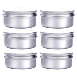 Hulless 6 Ounce Aluminum Cans 180 mL Screw Lid Metal Storage Tins Containers for Storing Spices, Candies, Lip Balm, Candles, 12 Pcs.