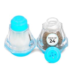 Crafts Central Plastic Mini Salt and Pepper Shakers For Party’s, Restaurants and Wedding’s - 24 Pcs (Blue)