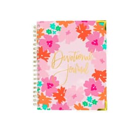 Mary Square 47745 Bold Bloom Pink Floral 7 x 9 Paper Spiral Devotional Journal