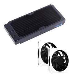 MOD-ONE Alphacool NexXxos ST30 Full Copper 240mm Black Radiator V.2 and Apex Stealth Metal Power Fans (3000 RPM) Bundle, White