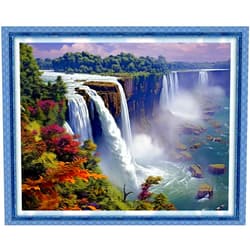 Dimxvean Stamped Cross Stitch Kits,Cross Stitch Kits for Adults Beginners,Embroidery Kits Full Range of Cross Stitch Stamped Kits Needlepoint Kits Cross Stitch Patterns-Waterfall Scenery 16x20 inch