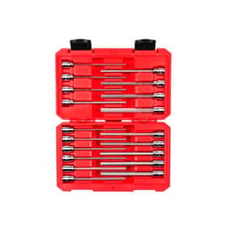 TEKTON 3/8 Inch Drive Long Hex Bit Socket Set, 19-Piece (1/8-3/8 in., 3-10 mm) | SHB91315