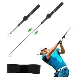 Kazheon Retractable Golf Swing Training Aid,Rhythm Click Sound Warm Up Gol f Swing Trainer,Portable Golf Grip Trainer Attachment,Strength and Tempo Training for Chipping Hitting,Ideal for Beginner Practice