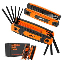 AMERICAN MUTT TOOLS 17pc Folding Allen Wrench Sets – SAE and Metric Allen Key Set – Hex Key Set, Allen Wrenches Sets, Metric Allen Wrenches Set