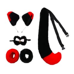 BEIYINAI Foxes Costume Set Foxes Ears Tail Oversleeve Bow Animal Fancy Costume Kit Accessories Adult Kid Halloween Cosplay Props Hallo