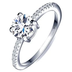 VOLUKA 1CT Solitaire Moissanite Engagement Ring - 925 Sterling Silver D Color VVS1 Round Cut Halo Moissanite Engagement Rings Promise Ring