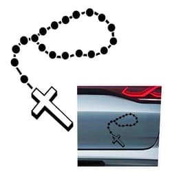 BDZMC Cross Rosary Necklace Car Sticker Decals, Waterproof Vinyl Sticker, Cross of Nails Decal, Car Bumpers Decals Decorative for Windows, Doors, Notebooks, Walls (Black)