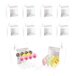 Tifflake Cake Pop Holder Boxes: Portable Cake Packaging Containers with Clear Window Lollipop Display Stand with Cover for Weddings Baby Showers Birthday Parties (8)
