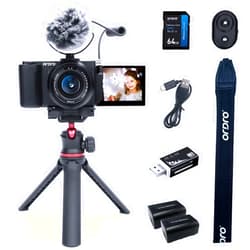 ORDRO 5K Digital Cameras for Photography - 64MP 12X Optical Zoom Travel Content Creator Camera & YouTube Vlogging Camera with Flip Screen, Microphone & Tripod Grip, 64GB Memory Card