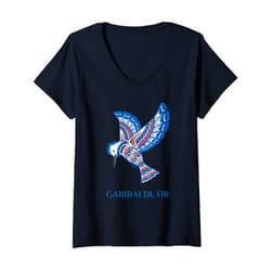 Garibaldi OR PNW Native American Kingfisher Bird Garibaldi Oregon Native American Indian Kingfisher Bird V-Neck T-Shirt