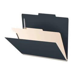 Ecom Folders 25 Pt. Pressboard Classification Folders, 2/5 Cut ROC Top Tab, Letter Size, 1 Divider, Black (Box of 10)