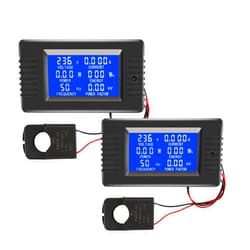 MORNING GROUP 2 Pieces AC Current Voltage Amperage Power Energy Panel Meter LCD Digital Display Ammeter Voltmeter Multimeter with Split Core Current Transformer CT AC 80-260V 100A Multi-Function Power Monitor
