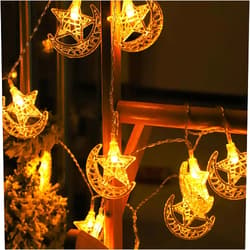 CABEST Home Lights Decorations, 20Ft 40LEDs Moon and Star String Lights, USB and Battery Powered, Party Decor, Birthday Party Decorations, Ramadan Lights Decorations for Home Party Camping,Indoor & Outdoor
