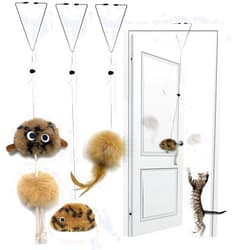 URMYONLY Cat Toys for Indoor Cats,Interactive Door Hanging Cat Toys Attached with Catnip/Feathers/Birds/Mouse Toys for Cats/Kitten Toys(3 Pack)