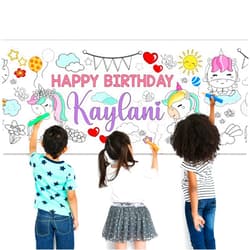 EnjoyMyDesign Personalized Birthday Coloring Roll Paper, Giant Coloring Activities for Kids Unicorn Themed Birthday Party, Birthday Activity Gift (Unicorn)