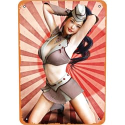Zuhhgii Japanese Pinup Army Girl Fantasy Girls Retro Vintage Decorative Metal Tin Sign 8x12 Inch