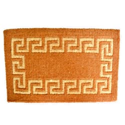 Imports Decor Inc Brown and Yellow Rectangular Handwoven Coir Doormat with Greek Key Design 39